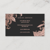化粧のタイポグラフィの粋なのどのばら色の金ゴールドの花柄 名刺 (裏面)