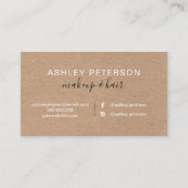化粧のタイポグラフィの茶色のクラフトのばら色の金ゴールドのグリッター 名刺 (裏面)