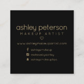 化粧のタイポグラフィの金ゴールドの黒の会合媒体 スクエア名刺 (裏面)