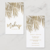 化粧のタイポグラフィの金色やし自由章の木の葉の白 名刺 (正面/裏面)