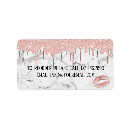 化粧のディストリビューターはばら色の金ゴールドの滴りの大理石を再命令します ラベル (正面)