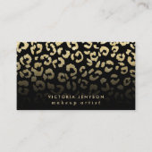 化粧のヒョウパターン黒のフェイクな金ゴールドのグリッター 名刺 (正面)