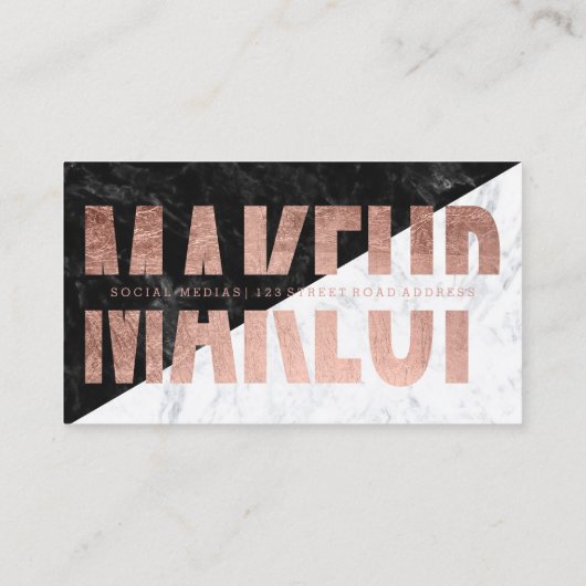 化粧のブロックによって切り取られるばら色の金ゴールドのタイポグラフィの大理石 名刺 (裏面)