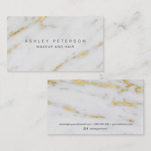 化粧のモダンでエレガントな金ゴールドホイルの大理石パターン 名刺 (正面/裏面)