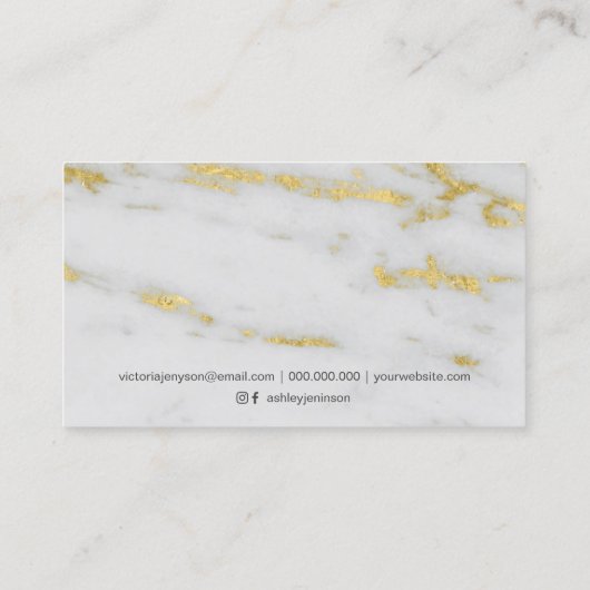 化粧のモダンでエレガントな金ゴールドホイルの大理石パターン 名刺 (裏面)