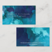 化粧のモダンでシックな青緑の水彩画 名刺 (正面/裏面)