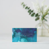 化粧のモダンでシックな青緑の水彩画 名刺 (スタンド正面)