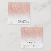 化粧のモダンなタイポグラフィのばら色の金ゴールドのグリッターの大理石 スクエア名刺 (正面/裏面)