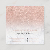 化粧のモダンなタイポグラフィのばら色の金ゴールドのグリッターの大理石 スクエア名刺 (裏面)