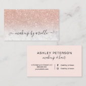 化粧のモダンなタイポグラフィの大理石のばら色の金ゴールドのグリッター 名刺 (正面/裏面)