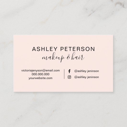 化粧のモダンなタイポグラフィの大理石のばら色の金ゴールドのグリッター 名刺 (裏面)