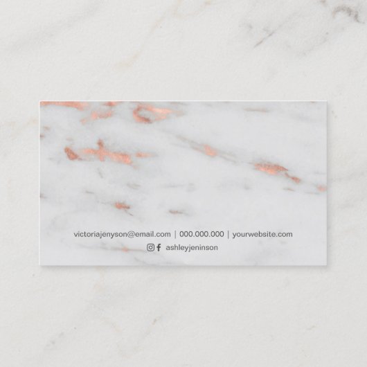 化粧のモダンのばら色の金ゴールドホイルの大理石パターン 名刺 (裏面)