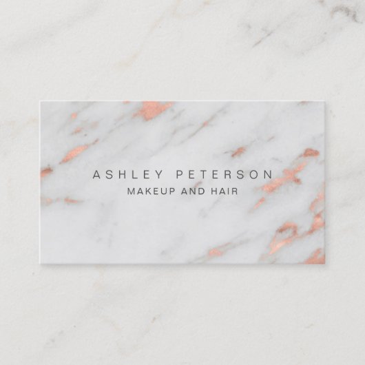 化粧のモダンのばら色の金ゴールドホイルの大理石パターン 名刺 (正面)