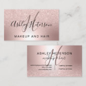 化粧のモノグラムの原稿の金属ばら色の金ゴールドのグリッター 名刺 (正面/裏面)