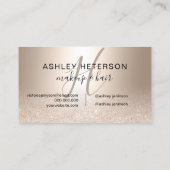 化粧のモノグラムの原稿の金属シックな金ゴールドのグリッター 名刺 (裏面)