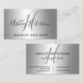 化粧のモノグラムの原稿の銀の金属ホイル 名刺 (正面/裏面)