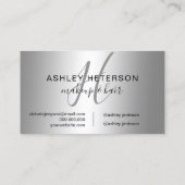 化粧のモノグラムの原稿の銀の金属ホイル 名刺 (裏面)