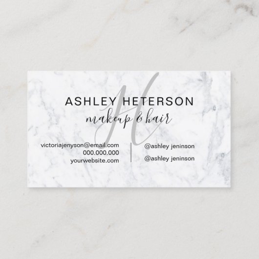 化粧のモノグラムの大理石の最小主義のエレガントな原稿 名刺 (裏面)