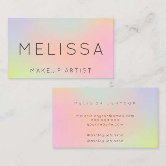 化粧の一流のレーザー光線写真パステル調のガーリーなタイポグラフィ 名刺 (正面/裏面)