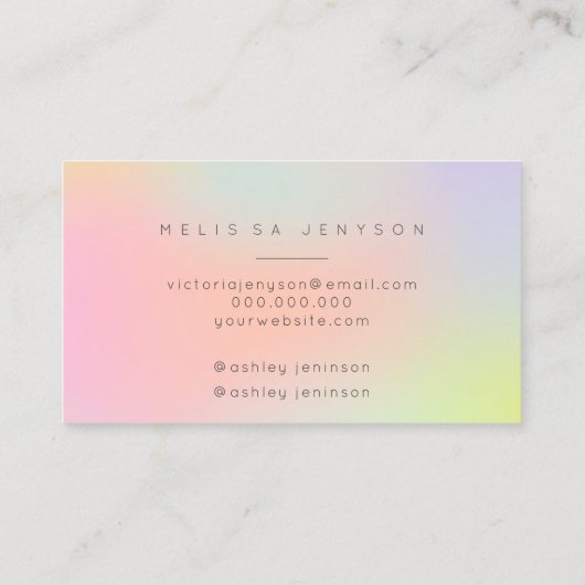 化粧の一流のレーザー光線写真パステル調のガーリーなタイポグラフィ 名刺 (裏面)