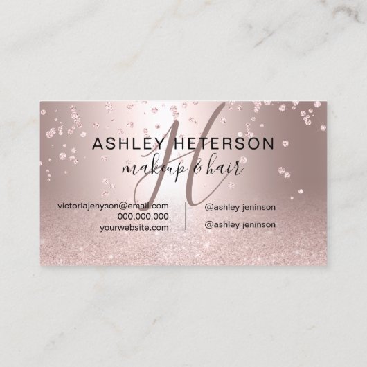 化粧の原稿の紙吹雪の金属ばら色の金ゴールドのグリッター 名刺 (裏面)