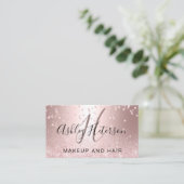 化粧の原稿の紙吹雪の金属ばら色の金ゴールドのグリッター 名刺 (スタンド正面)