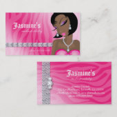 化粧の名刺のアフリカ系アメリカ人のシマウマのピンク 名刺 (正面/裏面)