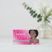 化粧の名刺のアフリカ系アメリカ人のシマウマのピンク 名刺 (スタンド正面)