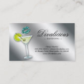化粧の名刺の花型女性歌手のティール（緑がかった色）の輝きマルティーニ 名刺 (裏面)