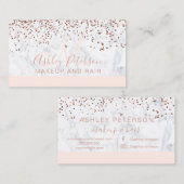 化粧の大理石のばら色の金ゴールドの紙吹雪のモノグラムの赤面 名刺 (正面/裏面)