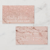 化粧の大理石のタイポグラフィの赤面のばら色の金ゴールドのグリッター 名刺 (正面/裏面)