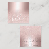 化粧の毛のばら色の金ゴールドのグリッターのグラデーションな金属こんにちは スクエア名刺 (正面/裏面)