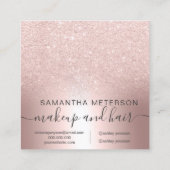 化粧の毛のばら色の金ゴールドのグリッターのグラデーションな金属こんにちは スクエア名刺 (裏面)