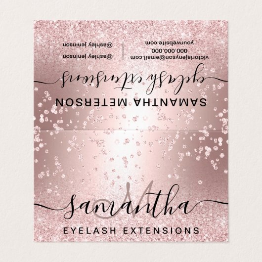 化粧の毛のばら色の金ゴールドのグリッターのシックな目のアフターケア 名刺 (外部フラット)