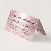 化粧の毛のばら色の金ゴールドのグリッターのシックな目のアフターケア 名刺 (裏面)