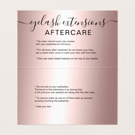 化粧の毛のばら色の金ゴールドのグリッターのシックな目のアフターケア 名刺 (内部フラット)