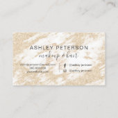 化粧の毛のエレガントな金ゴールドのグリッターの白の大理石 名刺 (裏面)