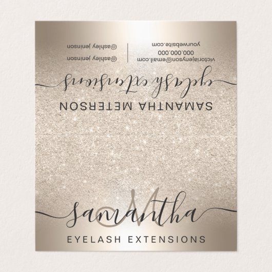 化粧の毛のシックな金ゴールドのグリッターのグラデーションな目のアフターケア 名刺 (外部フラット)