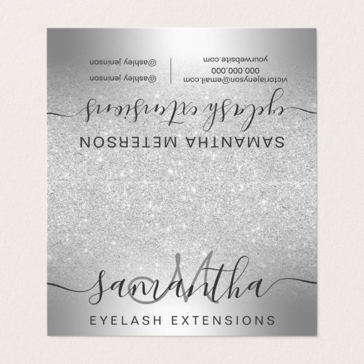 化粧の毛の銀のグリッターのグラデーションな目のアフターケア 名刺 (外部フラット)