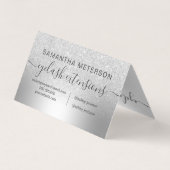 化粧の毛の銀のグリッターのグラデーションな目のアフターケア 名刺 (裏面)