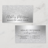 化粧の毛の銀のグリッターのグラデーションな金属ホイル 名刺 (正面/裏面)