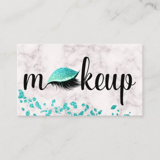 化粧の目の鞭の水の青いグリッターの大理石のトレンディー 名刺 (正面)