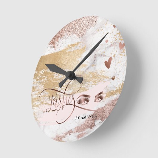 化粧の眉毛の目の鞭のばら色の金ゴールドのブラシの打撃 ラウンド壁時計 (傾斜)