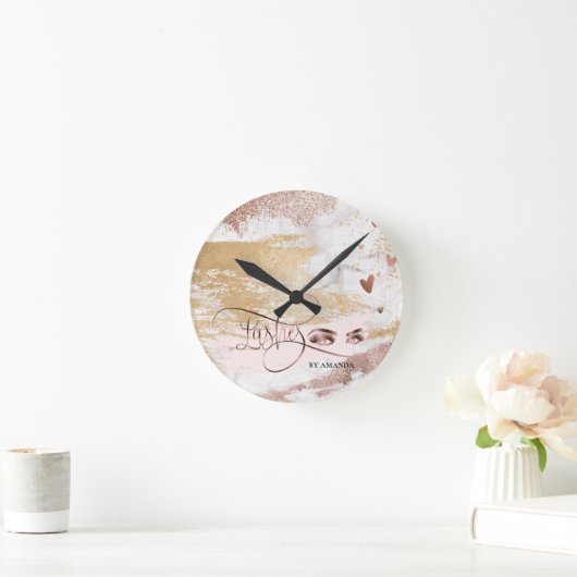 化粧の眉毛の目の鞭のばら色の金ゴールドのブラシの打撃 ラウンド壁時計 (ホーム)