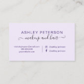 化粧の紫色の花の水彩画のばら色の金ゴールドフレーム 名刺 (裏面)