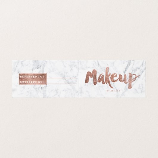 化粧の紹介のモダンのばら色の金ゴールドのタイポグラフィの大理石 名刺 (外部フラット)