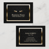 化粧の美容院の金ゴールドフレームのエレガントなダマスク織 名刺 (正面/裏面)