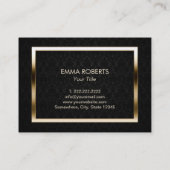 化粧の美容院の金ゴールドフレームのエレガントなダマスク織 名刺 (裏面)