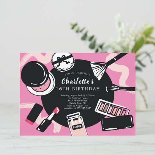 化粧の誕生日のパーティの招待状 招待状 (スタンド正面)