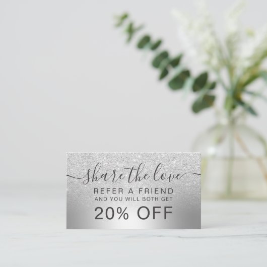 化粧の銀のグリッターグラデーションなホイルの共有愛 紹介カード (スタンド正面)